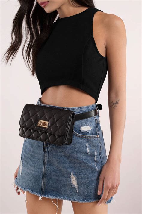 Everything Nice Black Quilted Fanny Pack 40 Tobi Us
