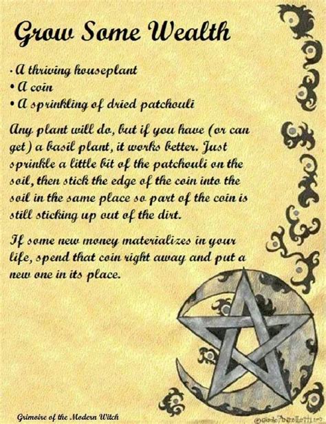 Money Spell Wicca Script Old Pinterest