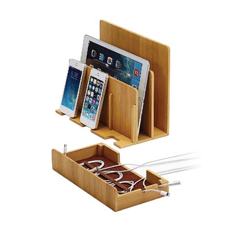 Multi Device Charging Station Dock Eco Friendly Bamboo Great
