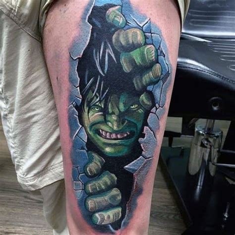 Mens Forearms Hulk Breaking Through Wall Tattoo Hulk Tattoo Dbz Tattoo