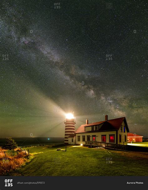 A Vertical Panorama Of The Milky Way Over West Quoddy Head Lighthouse