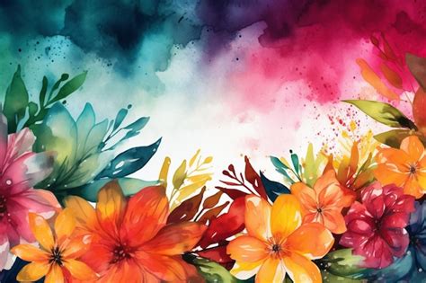 Premium Photo A Watercolor Painting Of Flowers With A Colorful