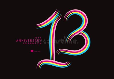 13 Years Anniversary Celebration Logotype Colorful Line Vector 13th