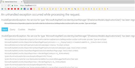 Asp Net Core Invalidoperationexception No Service For Type Microsoft