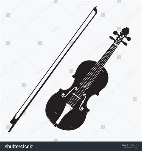 Silhouette Musical Instrument Violin Vector Illustration 스톡 벡터로열티 프리