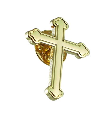 Gold Ornate Cross Religious Lapel Pin