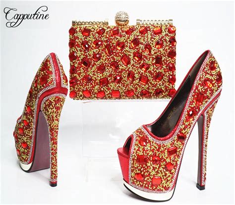 Capputine New African Woman Shoes And Purse Set New Fashion High Heels Slipper Shoes And Bag Set