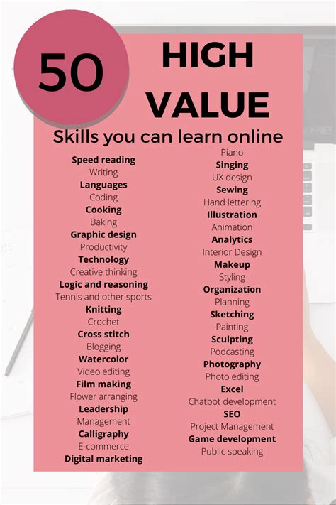 50 Amazing Skills To Learn Online Skills To Learn New Things To