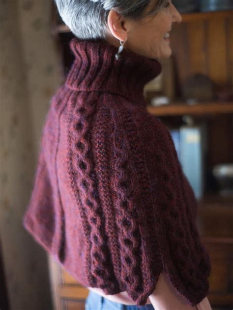 Free Knitting Pattern For A Turtleneck Cabled Capelet Knitting Bee