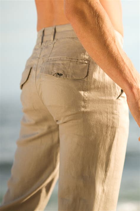 Men's Slim Fit Linen Pants - Natural (Khaki) - Beach Wedding - Island ...