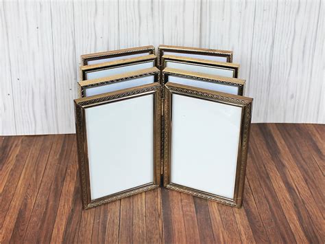 Vintage 3x5 Double Hinged Metal Gold Brass Photo Picture Frame Set Of 4 Frames All Different 3 X 5