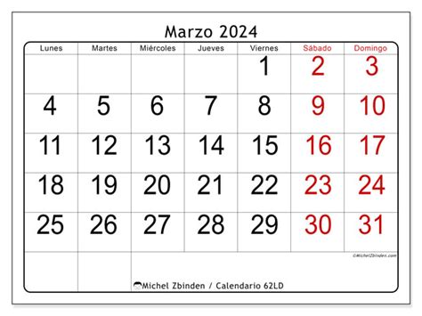 Calendario Marzo 2024 Visibilidad LD Michel Zbinden VE