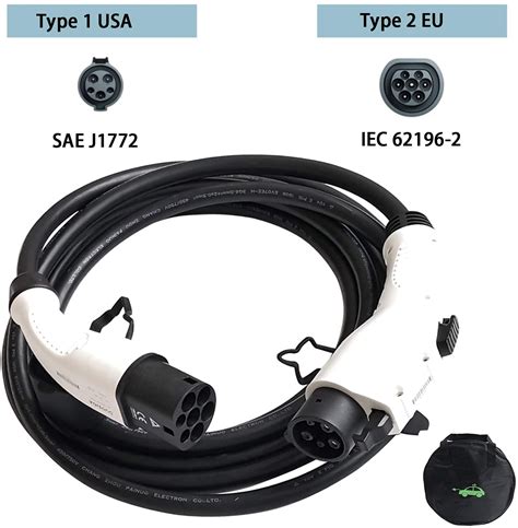 Buy Hievcar Ev Charging Cable Type 1 To Type 2 32a Electric Vehicle