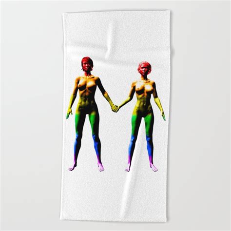 Lesbian Pride Flag Body Painting Nude Females Beach Towel By Barebeauty Society6