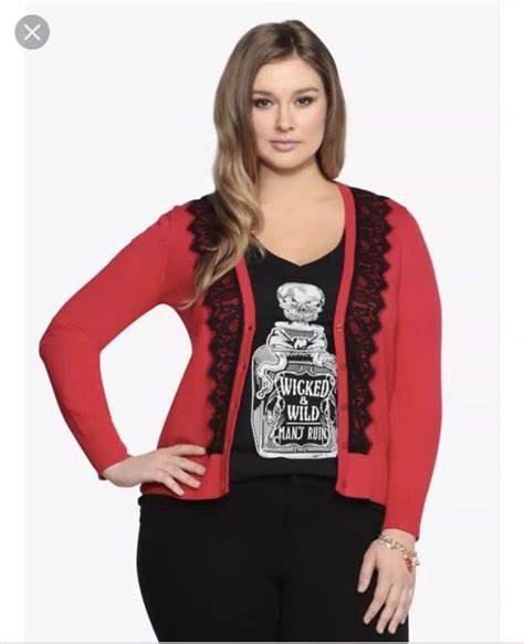 Torrid Red Sweater Cardigan Black Lace Plus Size 3 EUC Torrid