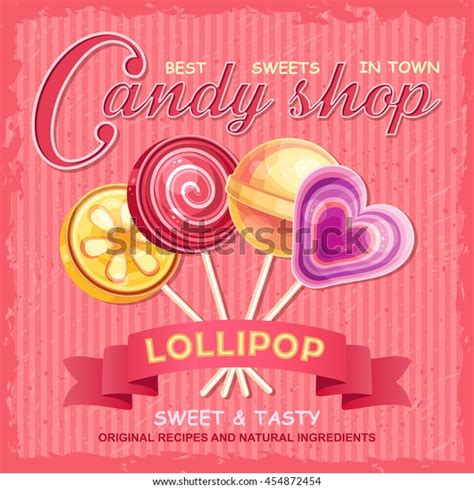 Vector Candy Shop Poster Colorful Lollipops Stock Vector Royalty Free