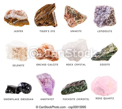 Various Mineral Stones Minerals With Names Stock Photo By Vvoennyy