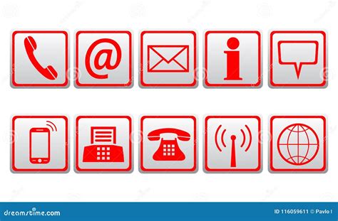Red Contact Icons Vector Stock Vector Illustration Of Background