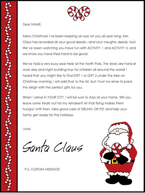 Free Letters From Santa Template