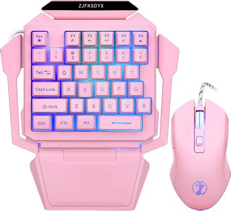 Zjfksdyx One Handed Gaming Keyboard And Mouse Combo Rgb