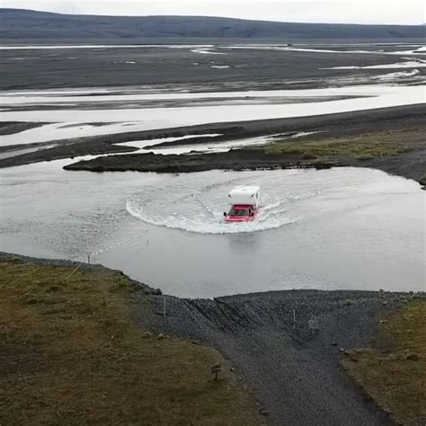 Iceland Crossing Rivers With A 4x4 Pick Up Camper