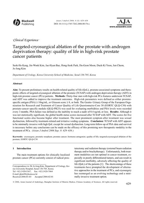 pdf targeted cryosurgical ablation of the prostate with androgen deprivation therapy quality