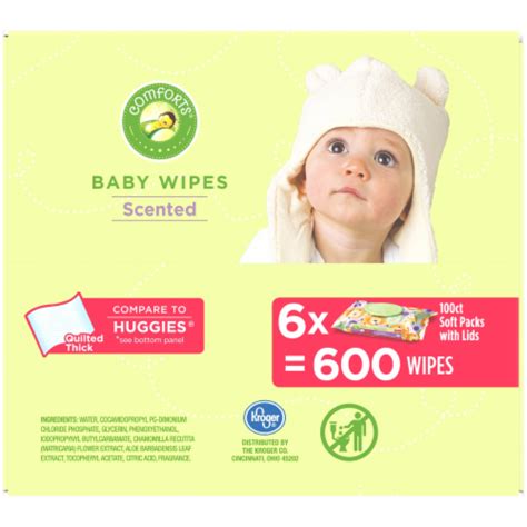 Comforts Clean And Fresh Scent Baby Wipes Flip Top Packs 6 Pk 100 Ct