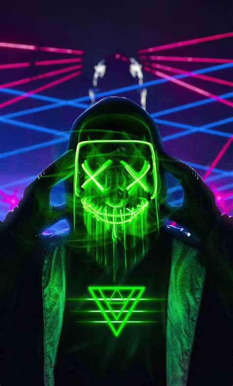 1280x2120 Neon Green Mask Triangle Guy 4k Iphone 6 Hd 4k Wallpapers