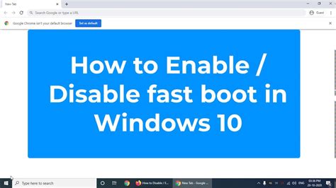 How To Enable And Disable Fast Boot Fast Startup In Windows 10 Youtube