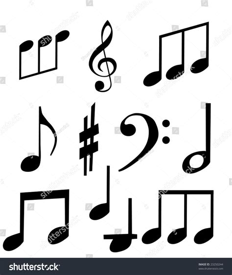 Isolated Set Of Musical Symbols On A White Background Music Detail For