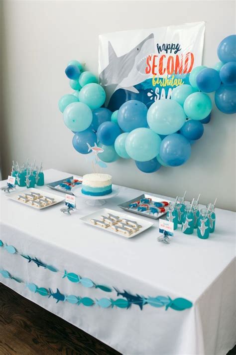 Suji sweets door gift on instagram: "Chomp" Shark Themed Birthday Party | Blue birthday ...
