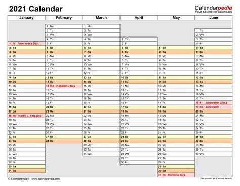 2021 Calendar Free Printable Excel Templates Calendarpedia