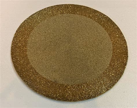 Set Of 2 Round Beaded Placemats Table Décor 14 Beaded Etsy