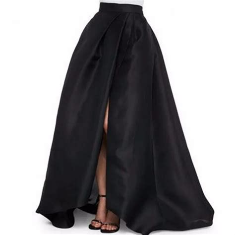 Slit Skirts Womens A Line Black Long Skirt Custom Made Handmade Floor