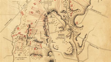 Antique Map Battle Of Gettysburg 1863 Civil War