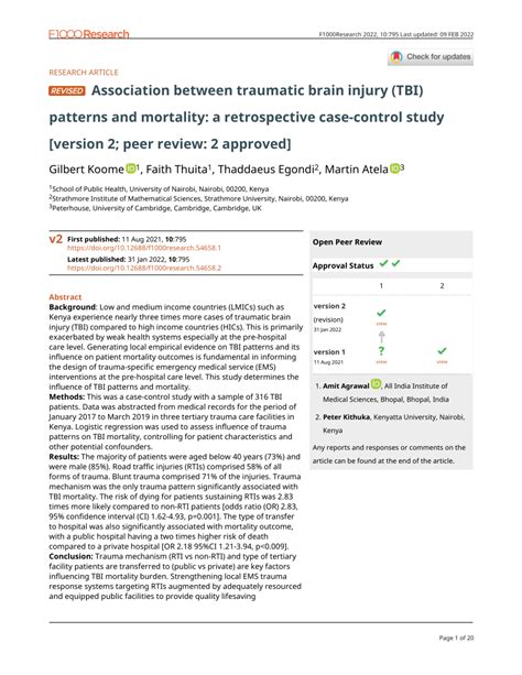 Pdf Association Between Traumatic Brain Injury Tbi Patterns And