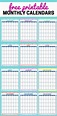 Cute Free Printable Monthly Calendars - Organizing Moms