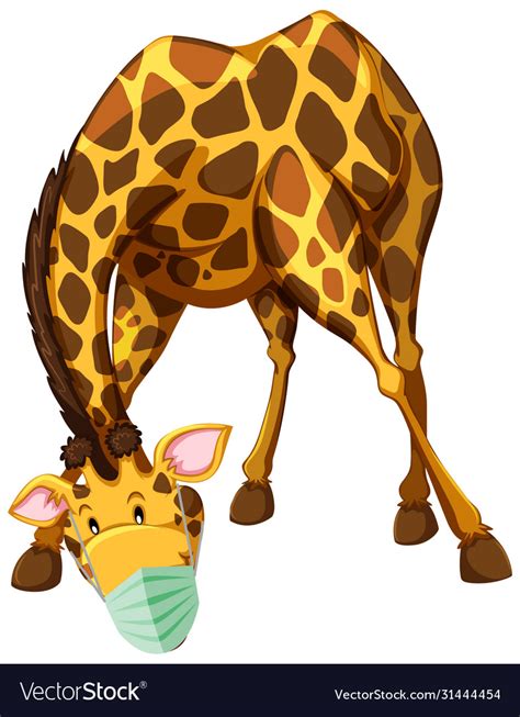 Giraffe Cartoon Character Wearing Mask Royalty Free Vector