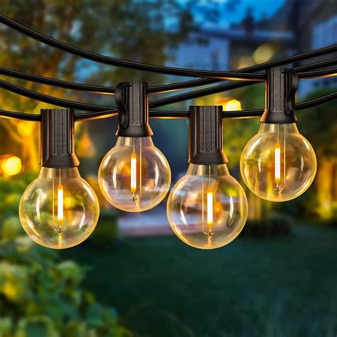 Outdoor Hanging String Lights With 25 Waterproof Bulbs G40 Globe Led