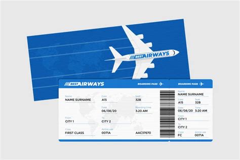 Realistic Airline Ticket Boarding Pass With Airplane Air Travel By Plane Red Color Document
