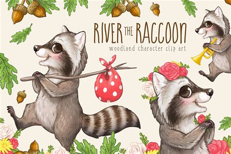 Woodland Raccoon Clipart Masterbundles