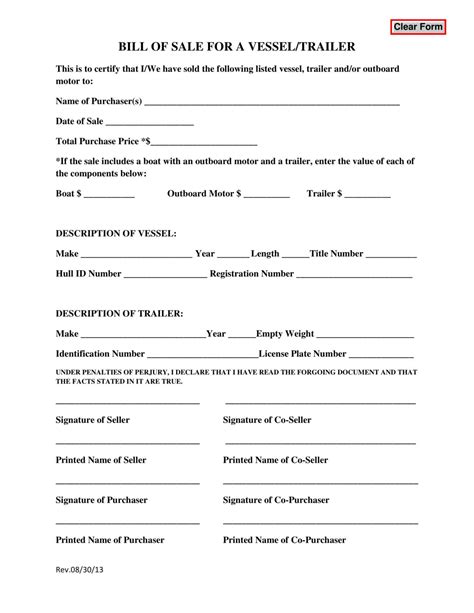 Free Fillable Boat Bill Of Sale Form Pdf Templates