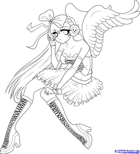 Anime Wings Colouring Pages Angels Pinterest Dovers Coloring And Emo