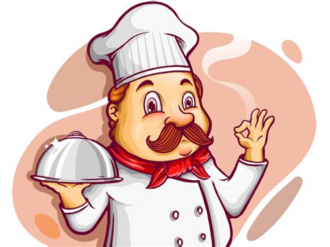 Chef Cartoon Character Holding Silver Platter Chef Pictures Cartoon