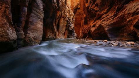 Wallpaper Nature Landscape Canyon Rocks Water Spring Long