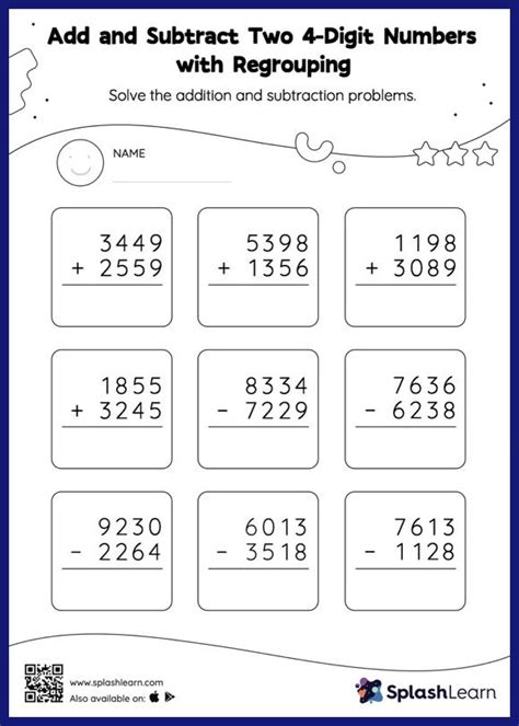 Add And Subtract 4 Digit And 3 Digit Numbers With Regrouping