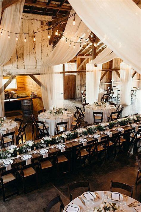 Rustic Barn Wedding Reception With White Drapery Emmalovesweddings