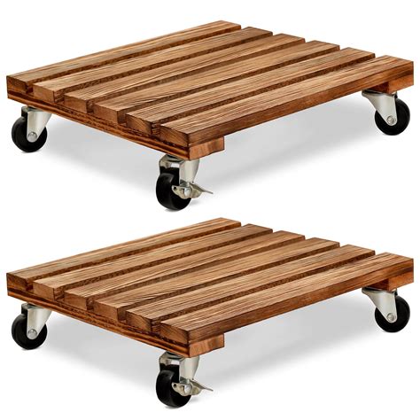 Buy 2 Pack Caddy Wooden Stand With Wheels 12 Inch Square Roller With