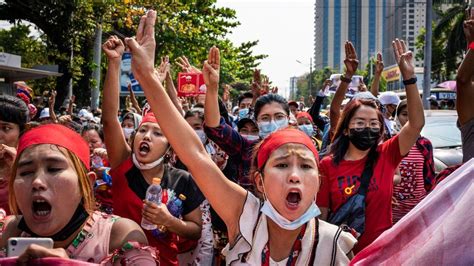 In Pictures Myanmar Protests Gather Momentum Bbc News