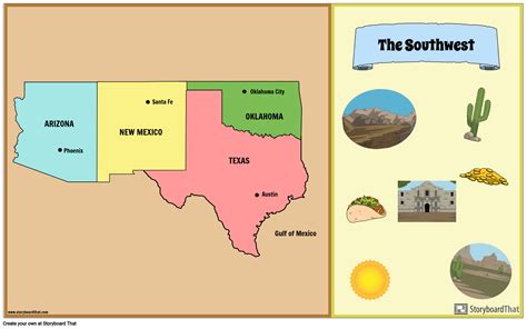 Southwest Region States And Capitals Southwest Map